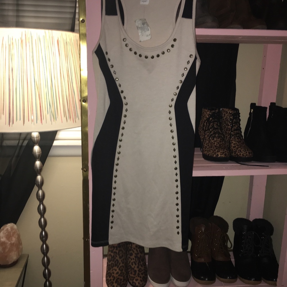 Black and cream dress.